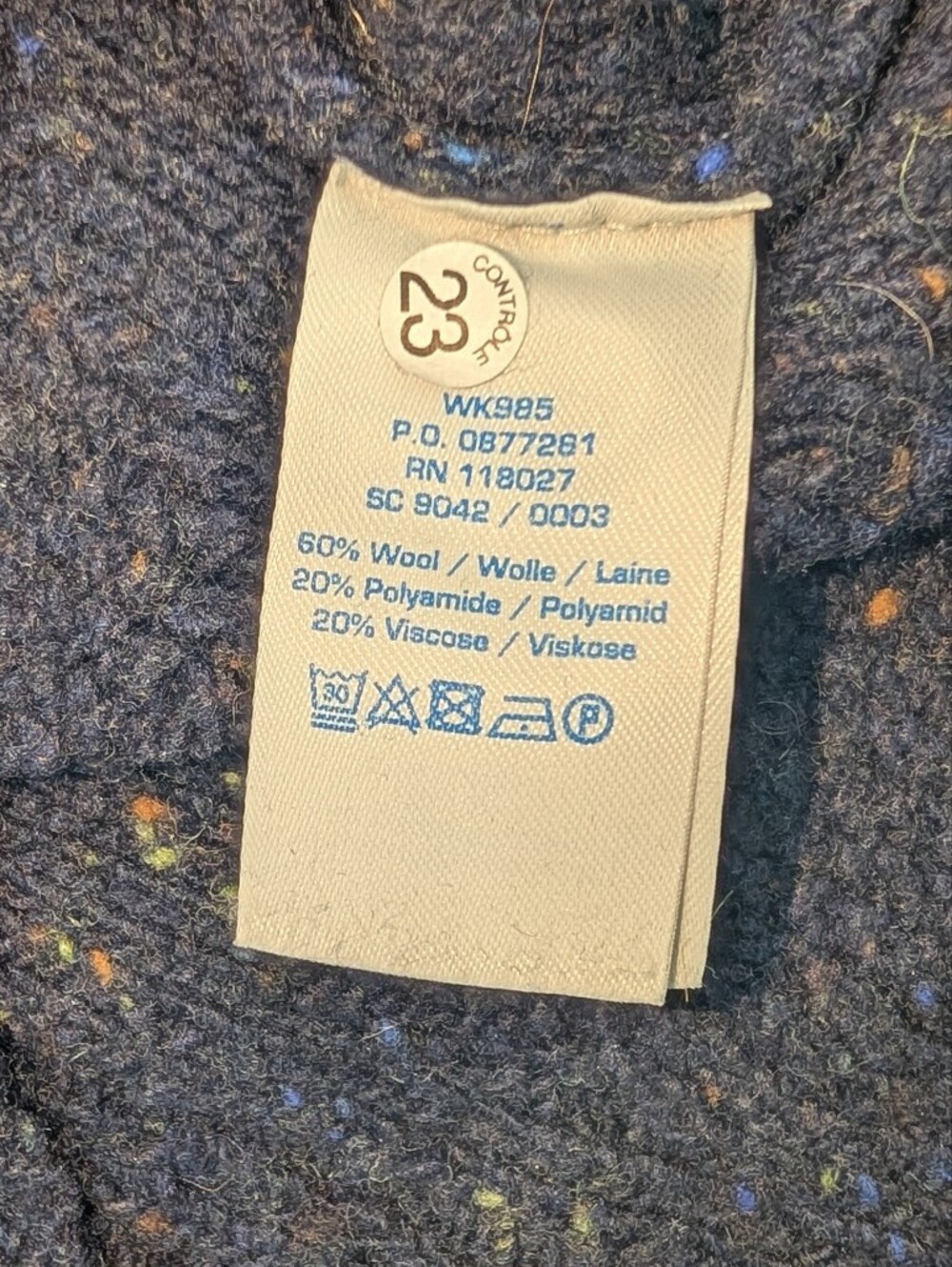 Boden Wool Blend Cable Knit Donegal Tweed Sweater Navy Blue US 4 - Picture 5 of 6
